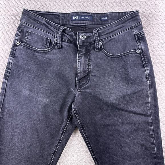BKE Jake Straight Mens 30x32 Black Denim Jeans Cotton Blend Stretch - Picture 2 of 16